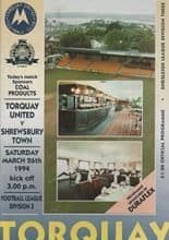 Torquay United v Shrewsbury Town 26-Mar-1994