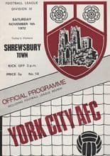 York City v Shrewsbury Town 04-Nov-1972