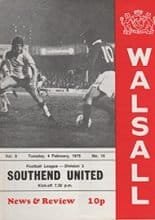 Walsall v Southend United 04-Feb-1975