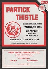 Partick Thistle v St Mirren 31-Jan-1981
