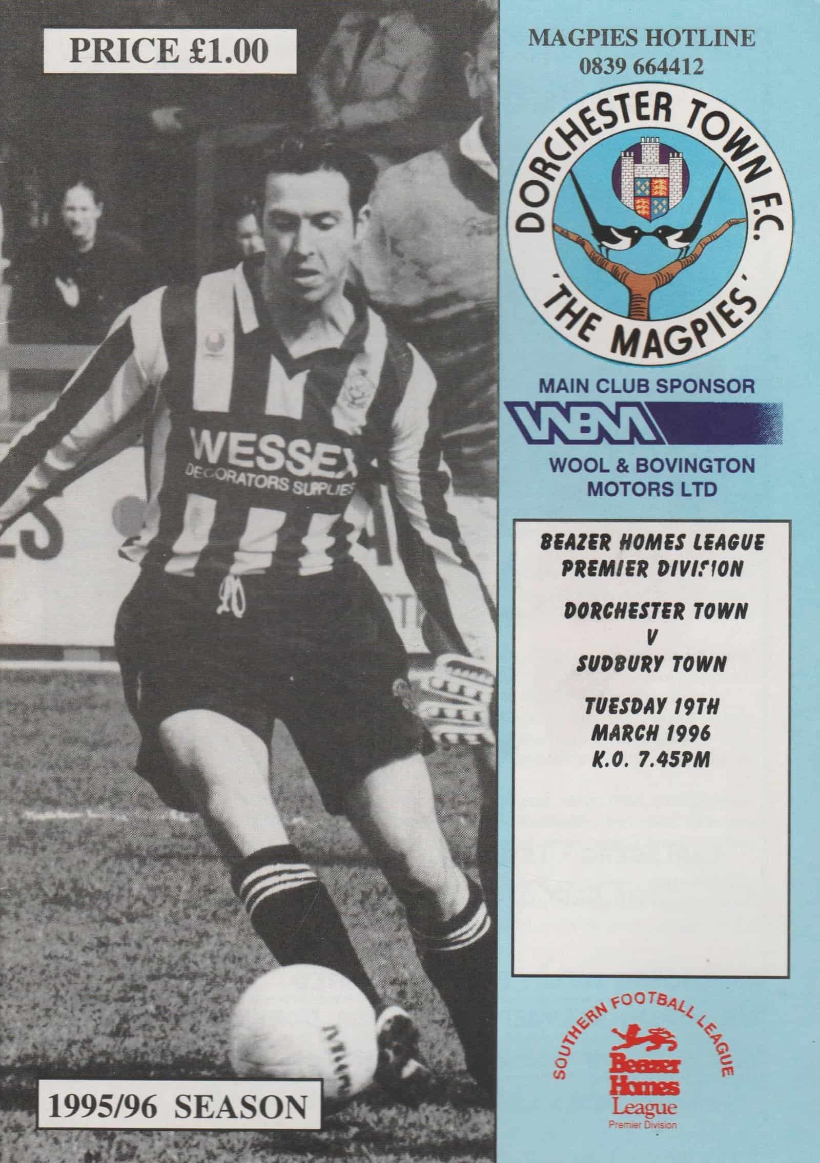 Dorchester Town v Sudbury Town 19-Mar-1996