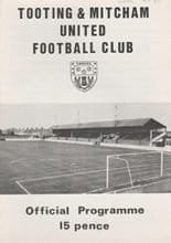 Tooting & Mitcham United v Sutton United 09-Sep-1980