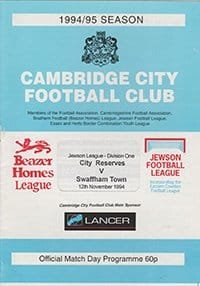 Cambridge City Reserves v Swaffham Town 12-Nov-1994