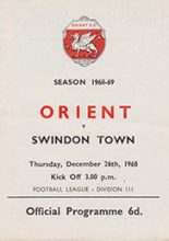 Leyton Orient v Swindon Town 26-Dec-1968