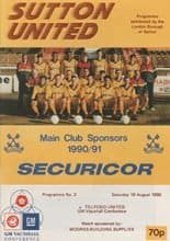 Sutton United v Telford United 18-Aug-1990