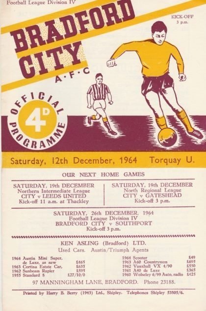 Bradford City v Torquay United 12-Dec-1964