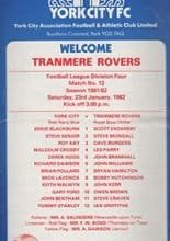 York City v Tranmere Rovers 23-Jan-1982