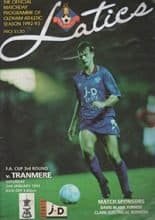 Oldham Athletic v Tranmere Rovers 02-Jan-1993