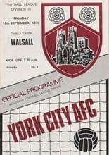 York City v Walsall 10-Sep-1973