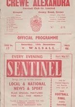 Crewe Alexandra v Walsall 19-Dec-1959