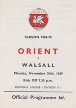Leyton Orient v Walsall 24-Nov-1969