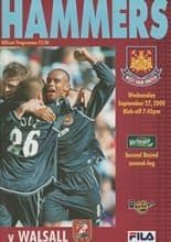 West Ham United v Walsall 27-Sep-2000