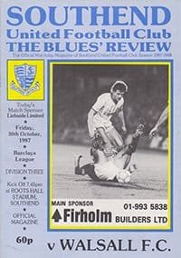 Southend United v Walsall 30-Oct-1987