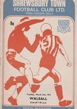 Shrewsbury Town v Walsall 06-Mar-1973