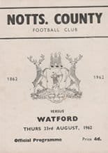 Notts County v Watford 23-Aug-1962