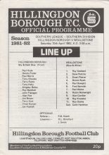 Hillingdon Borough v Wealdstone   10-Apr-1982