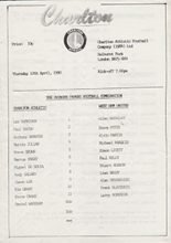 Charlton Athletic Reserves v West Ham United Reserves 12-Apr-1990