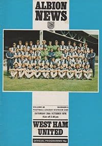 West Bromwich Albion v West Ham United 30-Oct-1976
