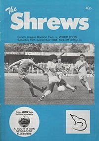 Shrewsbury Town v Wimbledon 15-Sep-1984