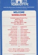 York City v Wimbledon 28-Mar-1981