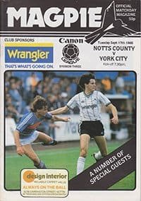 Notts County v York City 17-Sep-1985