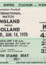 England v Holland  14-Jan-1970