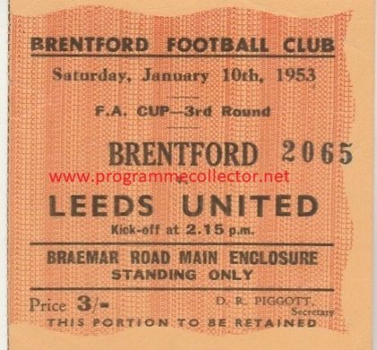 Brentford v Leeds United  10-Jan-1953