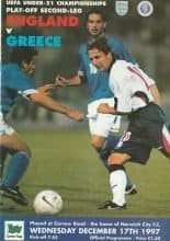 England u21 v Greece u21   17-Dec-1997