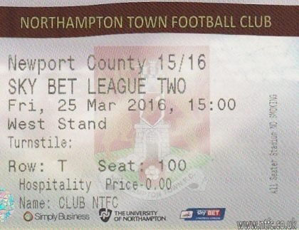 Northampton Town v Newport County  25-Mar-2016