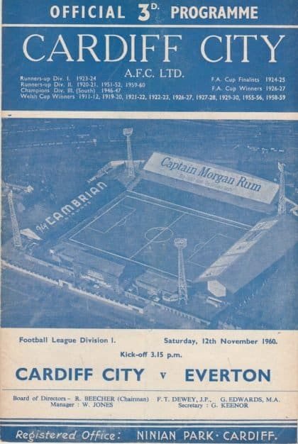 Cardiff City v Everton 12-Nov-1960