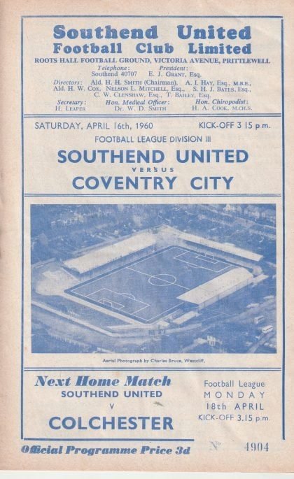 Southend United v Coventry City 16-Apr-1960
