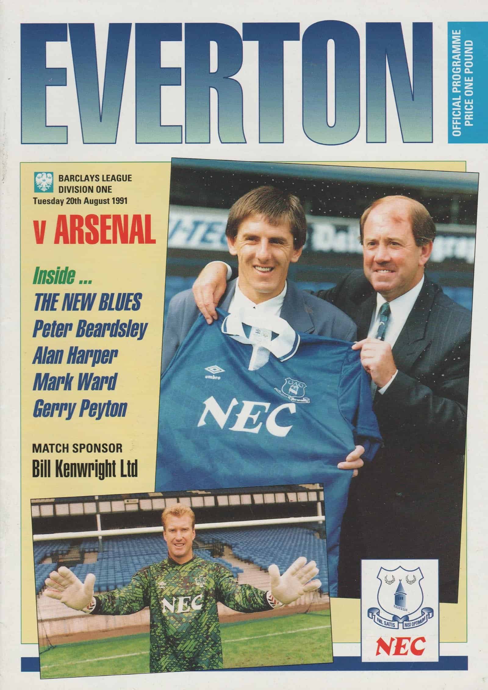 Everton v Arsenal 20-Aug-1991