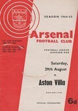 Arsenal v Aston Villa 29-Aug-1964