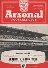 Arsenal v Aston Villa 04-Sep-1962