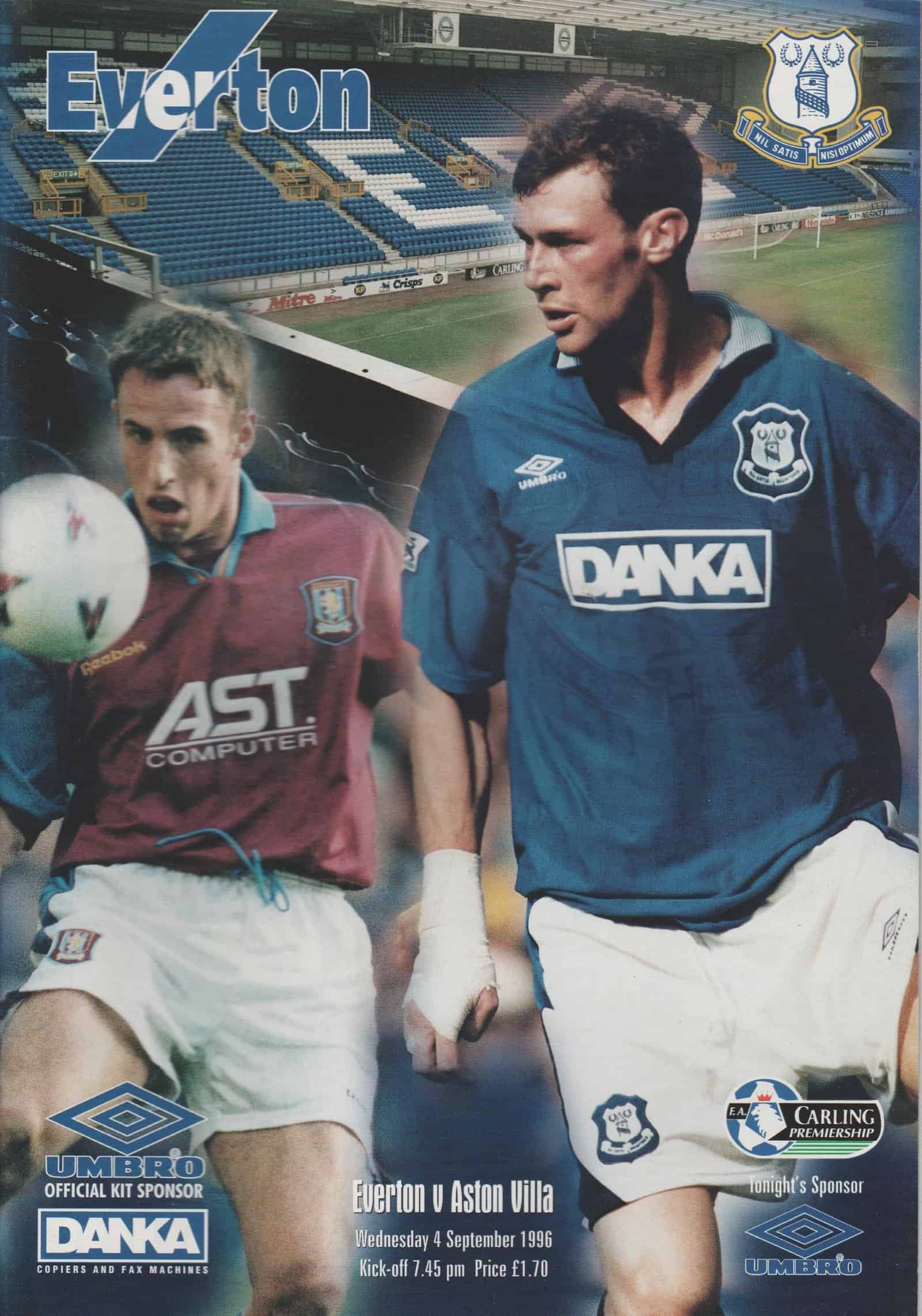 Everton v Aston Villa 04-Sep-1996