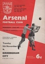Arsenal v Birmingham City 05-Nov-1963