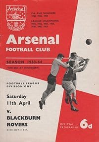 Arsenal v Blackburn Rovers 11-Apr-1964