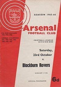 Arsenal v Blackburn Rovers 23-Oct-1965