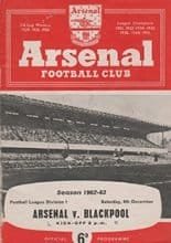 Arsenal v Blackpool 08-Dec-1962