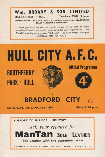 Hull City v Bradford City 03-Jan-1959