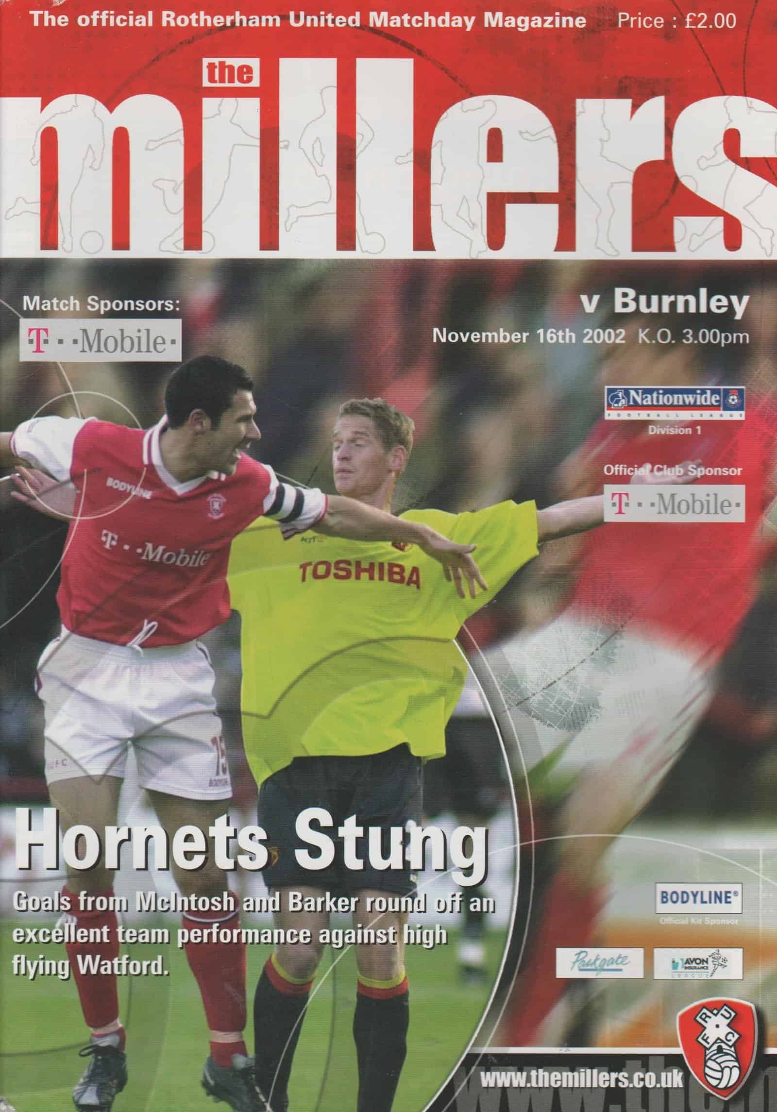 Rotherham United v Burnley 16-Nov-2002