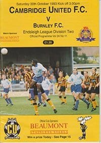Cambridge United v Burnley 30-Oct-1993