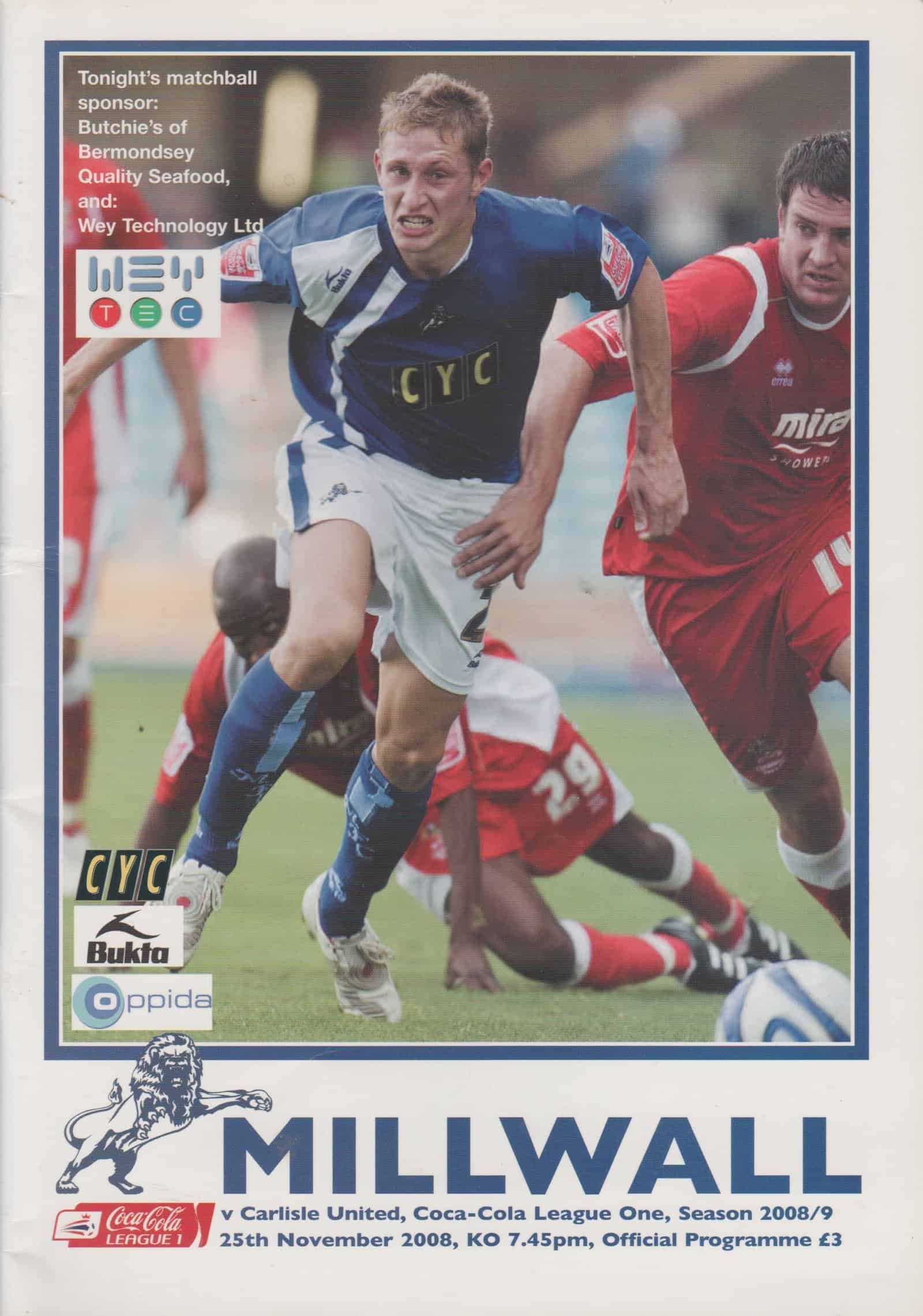 Millwall v Carlisle United 25-Nov-2008