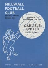 Millwall v Carlisle United 26-Nov-1966