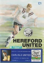 Hereford United v Carlisle United 28-Mar-1992