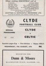 Clyde v Glasgow Celtic 19-Aug-1970
