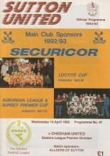 Sutton United v Chesham United 14-Apr-1993