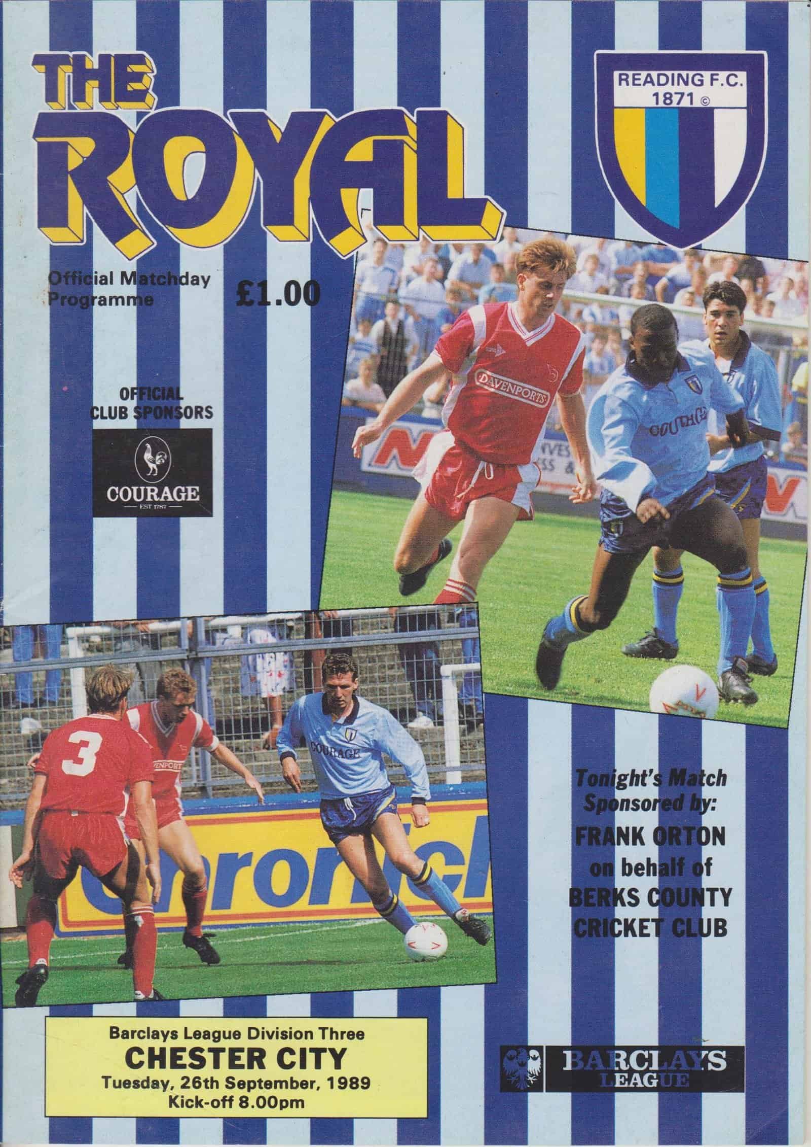 Reading v Chester City 26-Sep-1989