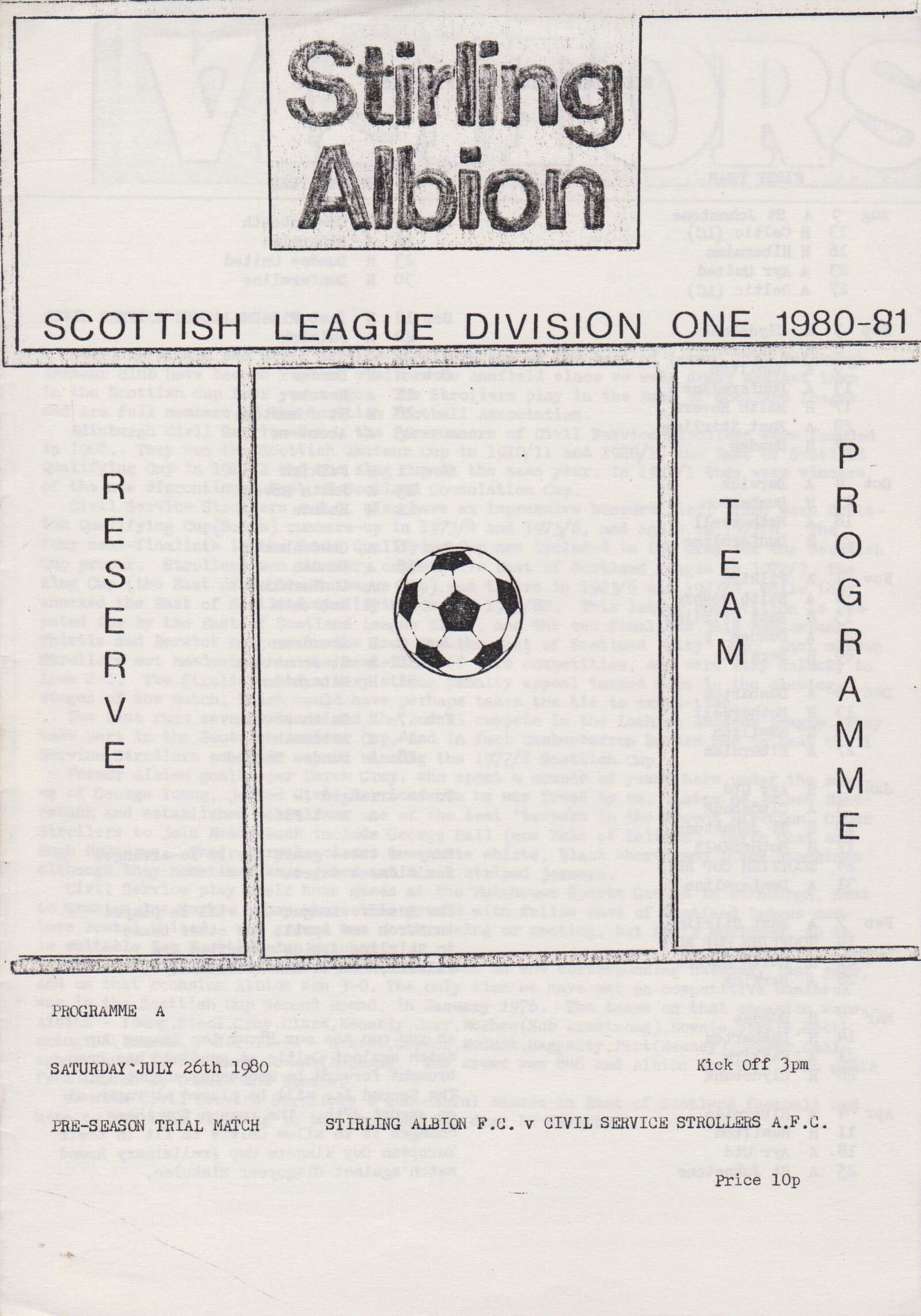 Stirling Albion v Civil Service Strollers 26-Jul-1980