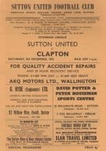 Sutton United v Clapton 09-Dec-1972